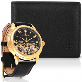 Thomas Earnshaw - Observatory Automatic Gold Watch with Black Leather Wallet