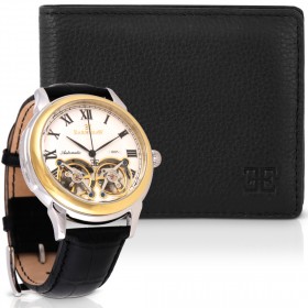 Thomas Earnshaw - Observatory Automatic Gold and Steel Watch with Black Leather Wallet