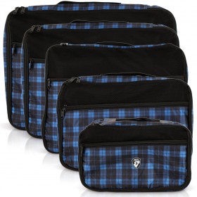 Heys - Exotic 5pc Packing Cube Set - Blue Plaid