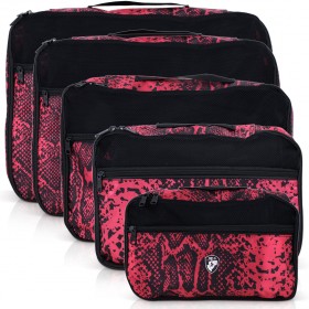 Heys - Exotic 5pc Packing Cube Set - Red Python