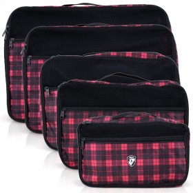 Heys - Exotic 5pc Packing Cube Set - Red Plaid