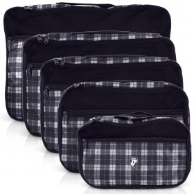 Heys - Exotic 5pc Packing Cube Set - Silver Plaid