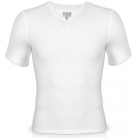 Spanx - White Cotton Compression Crew V Neck
