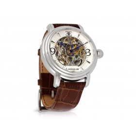 Thomas Earnshaw - Longcase Steel & Brown Watch & Cufflink Set