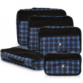 Heys - Exotic 5pc Packing Cube Set - Blue Plaid