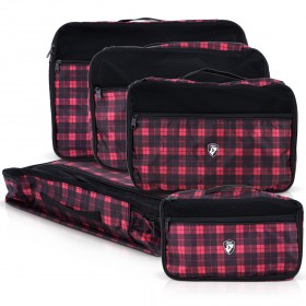 Heys - Exotic 5pc Packing Cube Set - Red Plaid