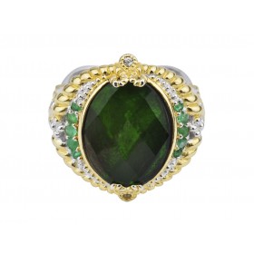 GeV Ammolite & Emerald Ring