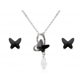 Xeswar - Swarovski Butterfly Black Set 