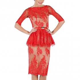 أنايا – طقم ببلوم الأحمر الدانتيل