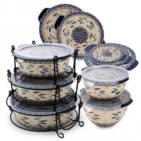 منال العالم - تمبتيشنز- طقم الخَبز 18 قطعة - أولد وورلد أزرق