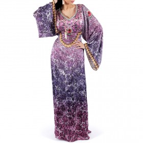 أنشال شاندا - جلابية باقة الزهور الأرجوانية