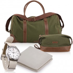 أي في آي-8 مجموعة فلايبوي من ساعة، محفظة وحقائب سفر - الأبيض