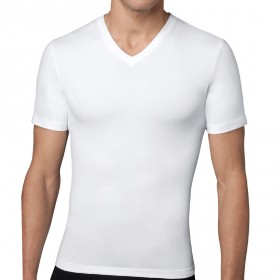 Spanx - White Cotton Compression Crew V Neck