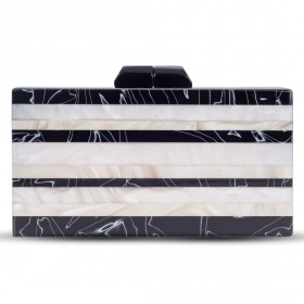 Amishi - Hazel Black & White Clutch