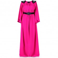 Mona Fares -  Honey Blossom Dress Hot Pink with Handmade Black Belt